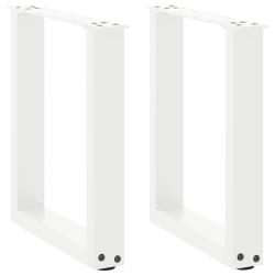 Lot de 2 pieds de table basse en U avec niveleurs r&eacute;glables 28 x 42 cm design moderne en acier blan