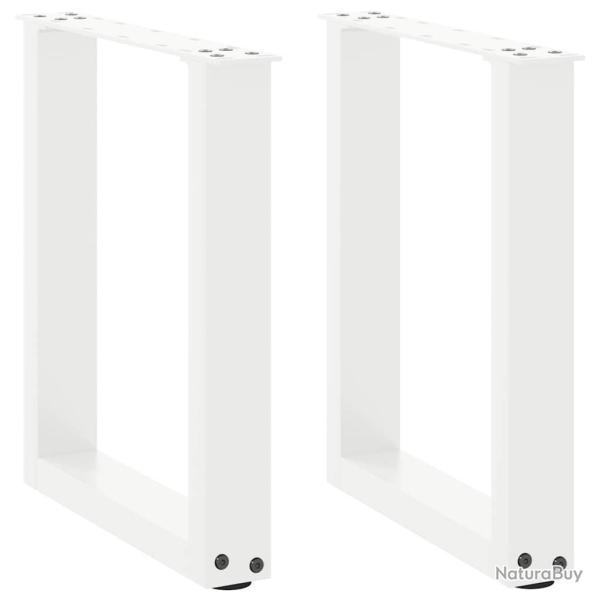 Lot de 2 pieds de table basse en U avec niveleurs r�glables 28 x 42 cm design moderne en acier blan