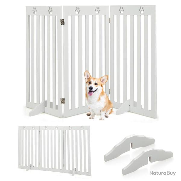 Lot de 3 panneaux barri�re autoportante 151,5 x 89,5 x 1,5 cm s�curit� chien pliable d�coratif en M