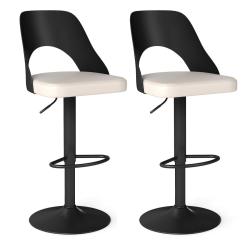 Lot de 2 tabourets de bar r&eacute;glables 44 x 50 x 91-111 cm confort exceptionnel design contemporain en