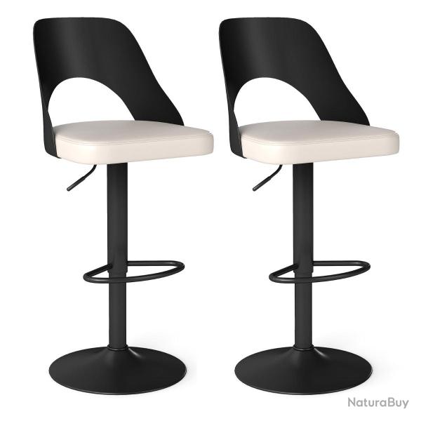 Lot de 2 tabourets de bar r�glables 44 x 50 x 91-111 cm confort exceptionnel design contemporain en