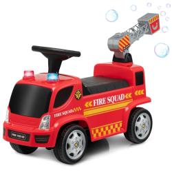 Camion de pompiers &agrave; pousser 86 x 28 x 48,5 cm avec machine &agrave; bulles sonore et phares design rouge