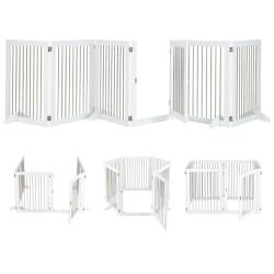 Lot de barri&egrave;re de s&eacute;curit&eacute; pour chien pliable 366 x 80 cm avec porte verrouillable moderne en acie