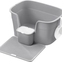 Lot de 4 accessoires pour chat bac &agrave; liti&egrave;re rangement 64 x 76 x 33 cm en PP gris tourterelle 12_00