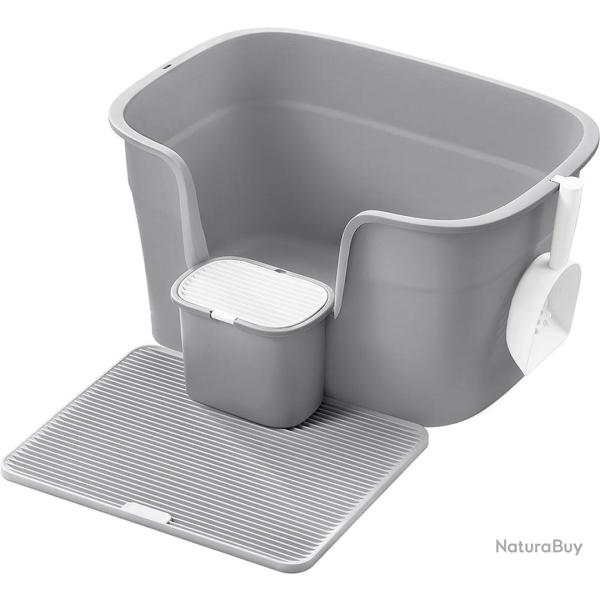 Lot de 4 accessoires pour chat bac � liti�re rangement 64 x 76 x 33 cm en PP gris tourterelle 12_00