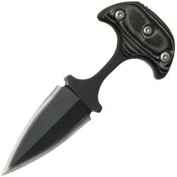 Couteau de Cou ABKT Tac Neck Knife Lame Acier 8Cr13MoV Manche Micarta Noir Etui AB016