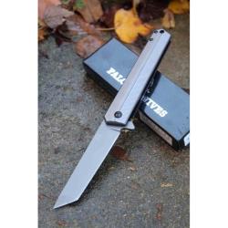 Lot de 3 Couteau Tanto Falcon Gray A/O Lame Acier 440 Manche Acier Inox Linerlock FLNKS1315GY