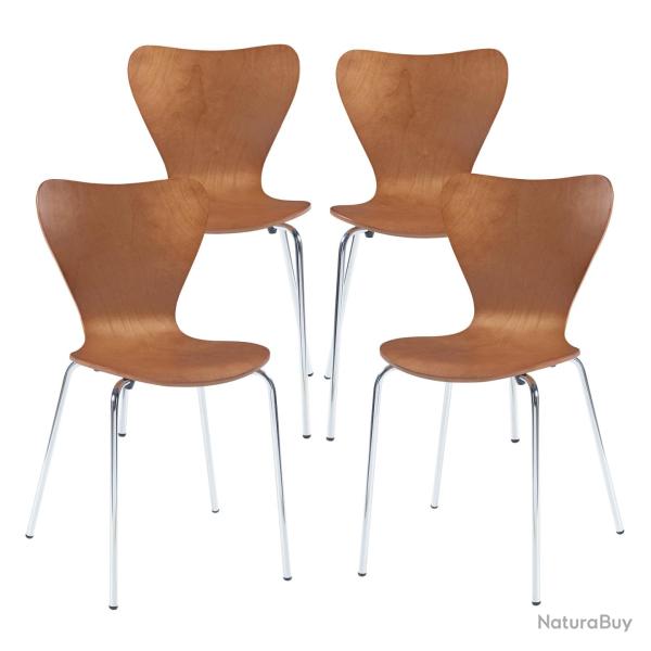 Lot de 4 chaises de salle � manger moderne design robuste effet noyer / chrome 03_0009811