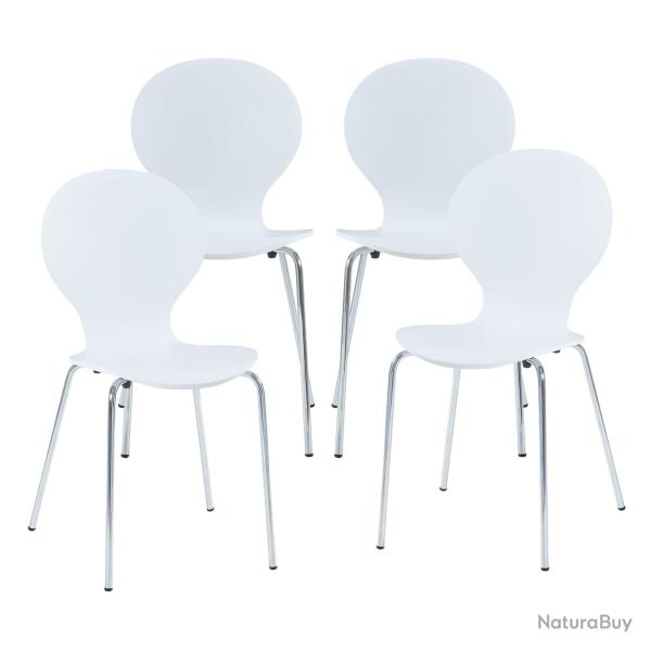 Lot de 4 chaises de salle � manger moderne design robuste blanc chrome 03_0009817