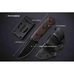 Couteau Petrified Fish Beluga Orange/Black Gmascus Lame Acier N690 Etui Kydex Teck Lock PFKP01FODMDW
