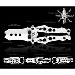 Couteau Butterlfy Mantis Bottleneck Lame Acier 400 Manche Acier 400 Latch-Lock Clip MANBK3A