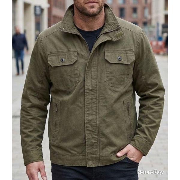 MAYFLOWER DIVISI -- Blouson zipp� marron : confort respirant en pur coton M