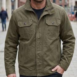 MAYFLOWER DIVISI -- Blouson zipp&eacute; marron : confort respirant en pur coton XL