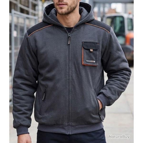 TERRATREND 3814GN -- Sweat � capuche zipp� gris : confort et praticit� au quotidien L
