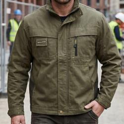 TERRATREND 7631KJ -- Veste de travail kaki et jaune : robustesse polycoton et multipoches XL