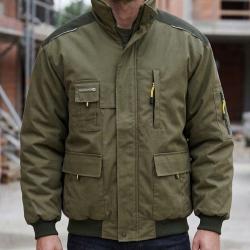 TERRATREND 6656KJ -- Blouson de travail kaki et jaune : r&eacute;sistance polycoton et haute visibilit&eacute; S