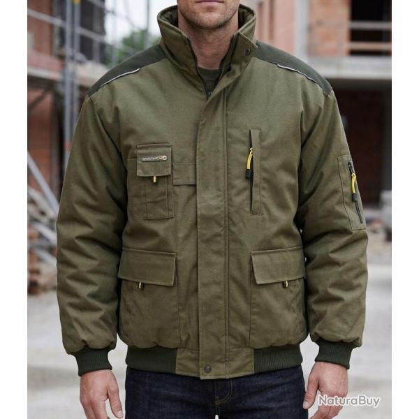 TERRATREND 6656KJ -- Blouson de travail kaki et jaune : r�sistance polycoton et haute visibilit� S