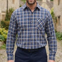 SEDETEX L100 -- Chemise manches longues bleue : chaleur en flanelle de coton et dos long 100 cm 3