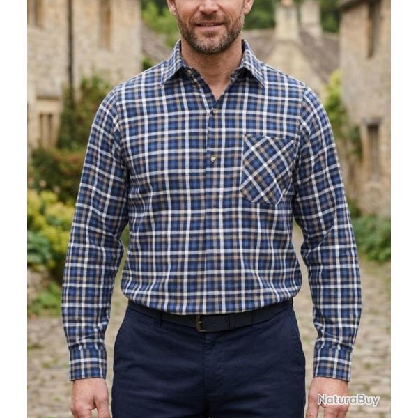 SEDETEX L100 -- Chemise manches longues bleue : chaleur en flanelle de coton et dos long 100 cm 6