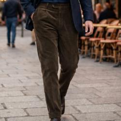 MAYFLOWER D373 -- Pantalon velours extensible marron : confort stretch et taille haute 58