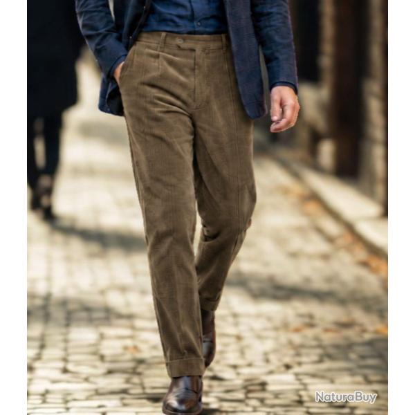 MAYFLOWER D373 -- Pantalon velours extensible chamois : confort stretch et taille haute 38