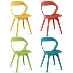 Lot de 4 chaises salle &agrave; manger 48 x 54 x 81 cm confort assise ergonomique design multicolor&eacute; en PP