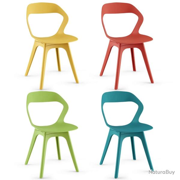 Lot de 4 chaises salle � manger 48 x 54 x 81 cm confort assise ergonomique design multicolor� en PP