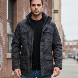 AXXANO AH1127N -- Parka camouflage noir et gris : style urbain et confort coton 2XL