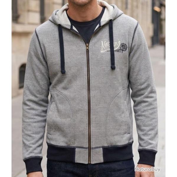 AXXANO AH1169M -- Sweat � capuche marine et �cru : le confort textur� 100% coton XL