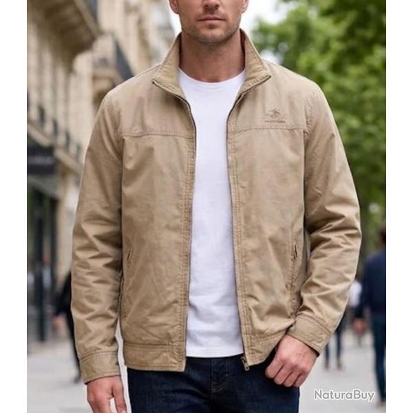 WINCHESTER BRANDON1 -- Blouson zipp� beige : confort naturel du pur coton et col montant XL
