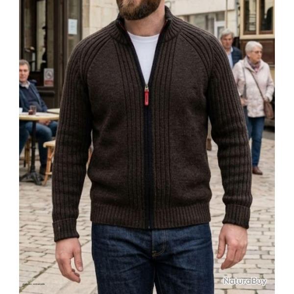 Cardigan homme WINCHESTER CAIMAN2N zipp� noir : l'alliance parfaite de la laine et du style raffin� 