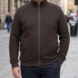 CHALLENGER CARLO2 -- Cardigan polaire marron : coudi&egrave;res su&eacute;dine et finitions soign&eacute;es 2XL