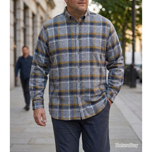CHALLENGER CH5024 FLANELLE -- Chemise manches longues bleu et camel : confort thermique en flanelle 