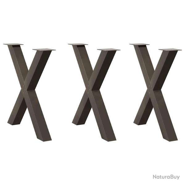 Lot de 3 pieds de table � manger en forme de X 70 x 72-73 cm avec niveleurs en m�tal naturel 02_005