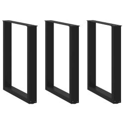 Lot de 3 pieds de table &agrave; manger en U 70 x 72-73 cm avec niveleurs r&eacute;glables design moderne en acie