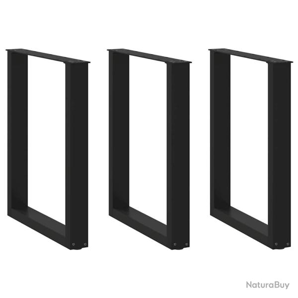 Lot de 3 pieds de table � manger en U 70 x 72-73 cm avec niveleurs r�glables design moderne en acie