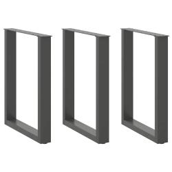 Lot de 3 pieds de table &agrave; manger en U r&eacute;glables 70 x 73 cm aspect moderne salon en acier anthracite