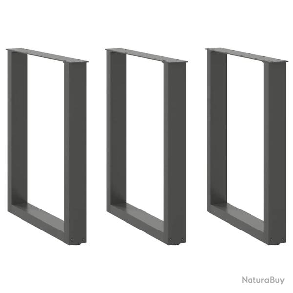 Lot de 3 pieds de table � manger en U r�glables 70 x 73 cm aspect moderne salon en acier anthracite