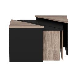 Set de 4 Tables basses frederikshavn carr&eacute;es gigognes effet ch&ecirc;ne / anthracite 03_0008528