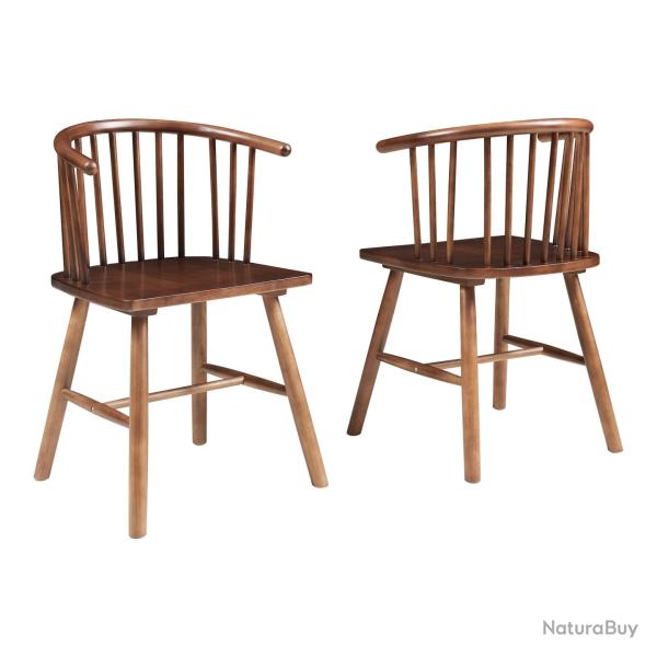Lot de 2 chaises de salle � manger salon design moderne cuisine effet noyer 03_0009633