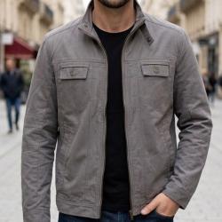 WINCHESTER GORDON1G -- Blouson zipp&eacute; gris : r&eacute;sistance du coton twill et praticit&eacute; L