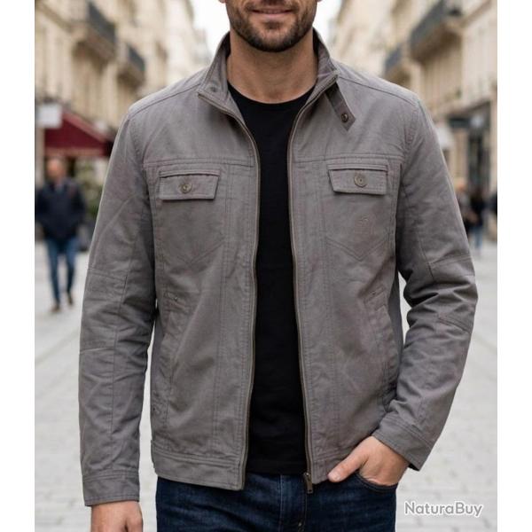 WINCHESTER GORDON1G -- Blouson zipp� gris : r�sistance du coton twill et praticit� L
