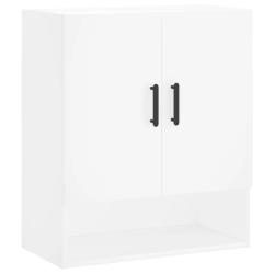 Armoire murale blanche 60 x 31 x 70 cm espace de rangement d&eacute;coratif finition lisse en bois d'ing&eacute;n