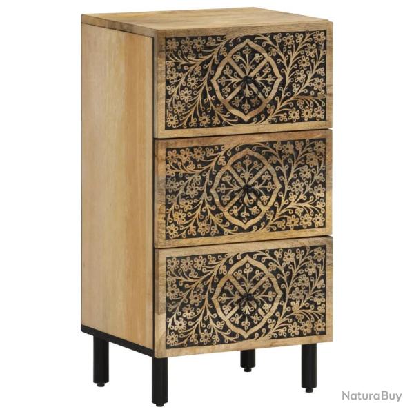 Armoire lat�rale r�tro bois massif de manguier 40 x 33 x 75 cm rangement spacieux d�coratif en bois