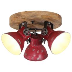 Plafonnier design industriel en bois manguier et fer 35 x 35 x 25 cm ambiance cosy rouge d&eacute;lav&eacute; 02_