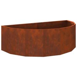 Jardini&egrave;re demi-ronde moderne ext&eacute;rieure 120 x 60 x 35 cm esth&eacute;tique robuste en acier rouill&eacute; 02_00