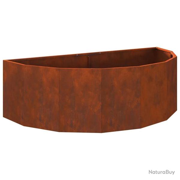 Jardini�re demi-ronde moderne ext�rieure 120 x 60 x 35 cm esth�tique robuste en acier rouill� 02_00