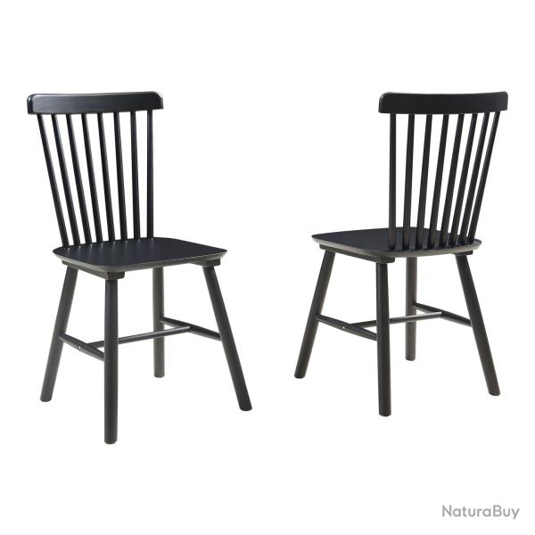 Lot de 2 chaises de salle � manger salon design moderne cuisine bois d'h�v�a 89 x 46 x 52 cm noir 0