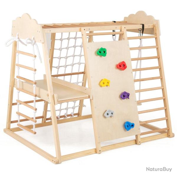 Gymnase int�rieur 8-en-1 pour enfants 140 x 110 x 126 cm plein d'activit�s amusantes design naturel