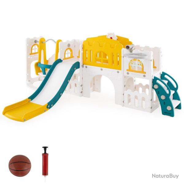 Ensemble de jeux 10 en 1 pour enfants 252 x 150 x 102 cm s�curis� avec toboggan pliable ambiance lu